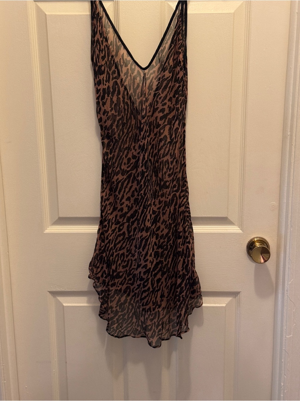 Leopard Print Slip Dress in Brown and Black
